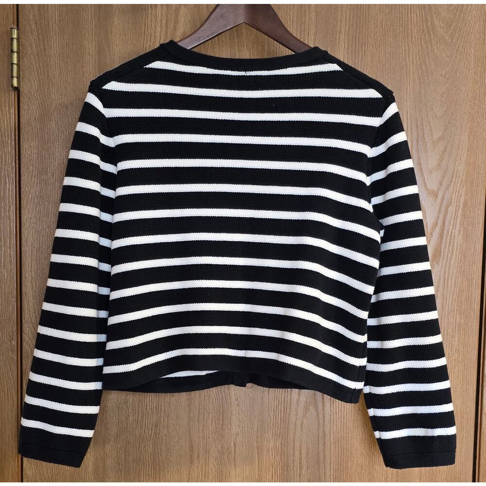 J. Crew Emilie Stripe Sweater 100% Cotton Lady Jacket - Picture 3 of 12